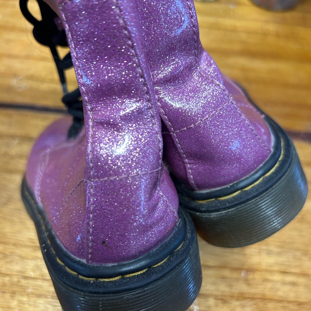 Dr. Martens Kids Sparkle Purple Lace-Up Boots - Picture 6 of 10